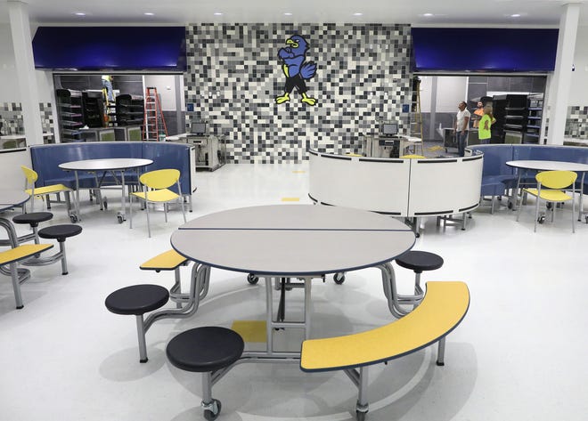The lunchroom at the renovated Howard Bishop Middle School in Gainesville.