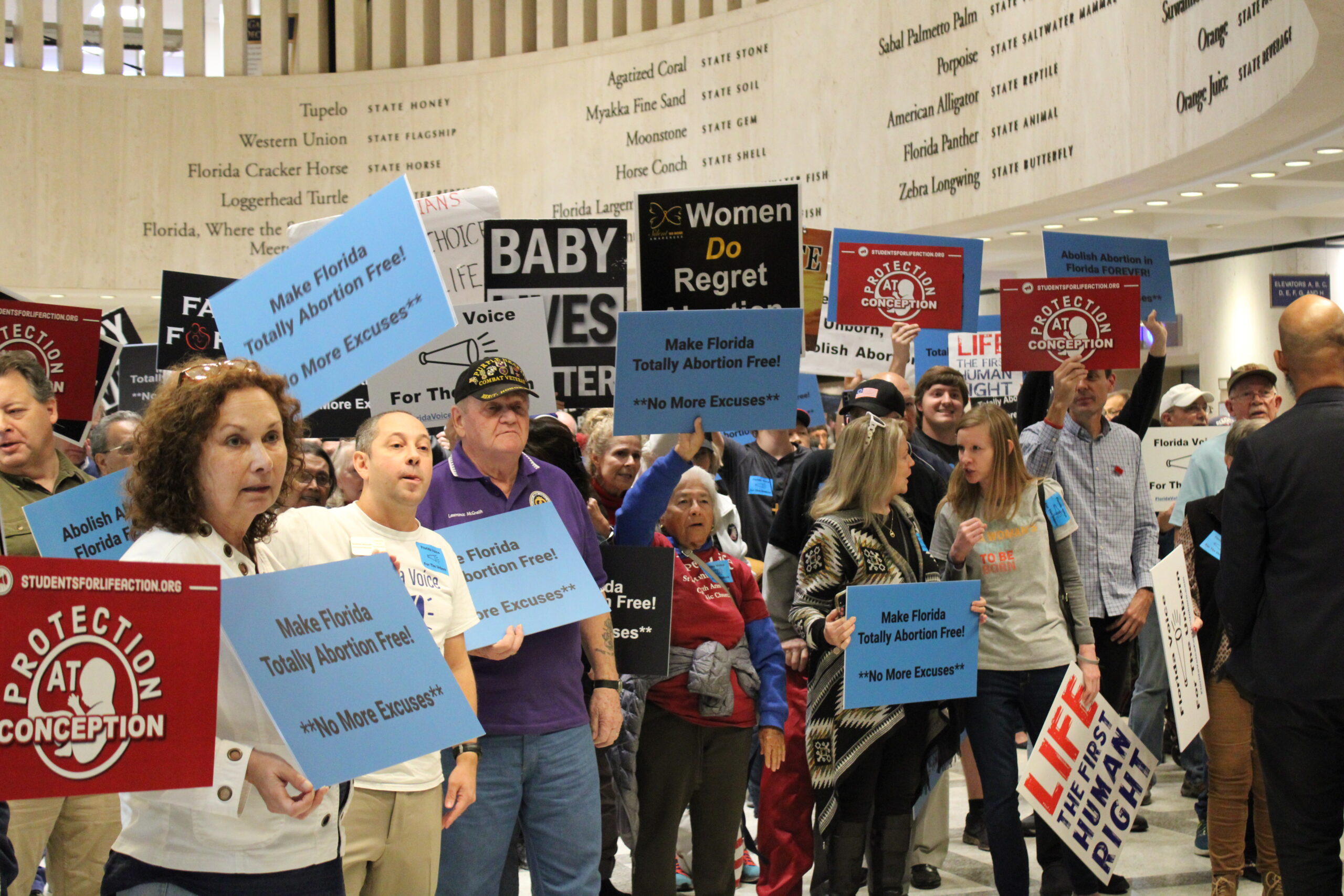 Anti-abortion protesters filled the rotunda of the FL Capitol building as lawmakers convened