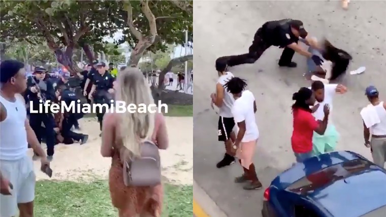 The videos of police have since gone viral.  - SCREENSHOTS VIA LIFE MIAMI BEACH, THIGHPADJAY / INSTAGRAM