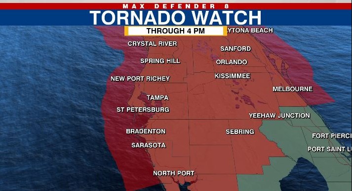 Tornado Watch Issued For All Of Tampa Bay As Severe Thunderstorms Approach